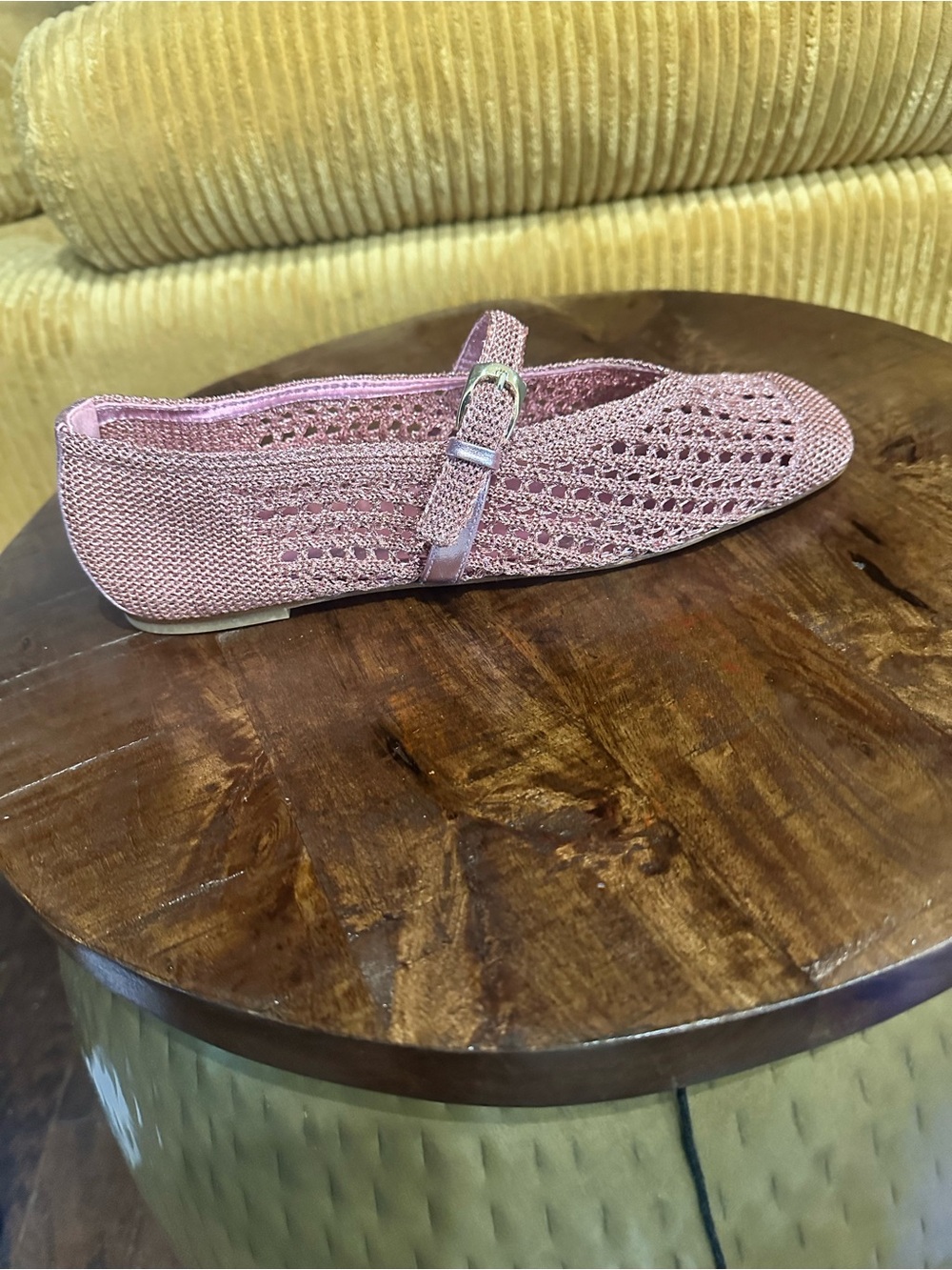 Women's Pink Stuart Weitzman Crochet Mary Jane Flats